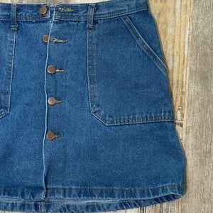 Center button down denim skirt